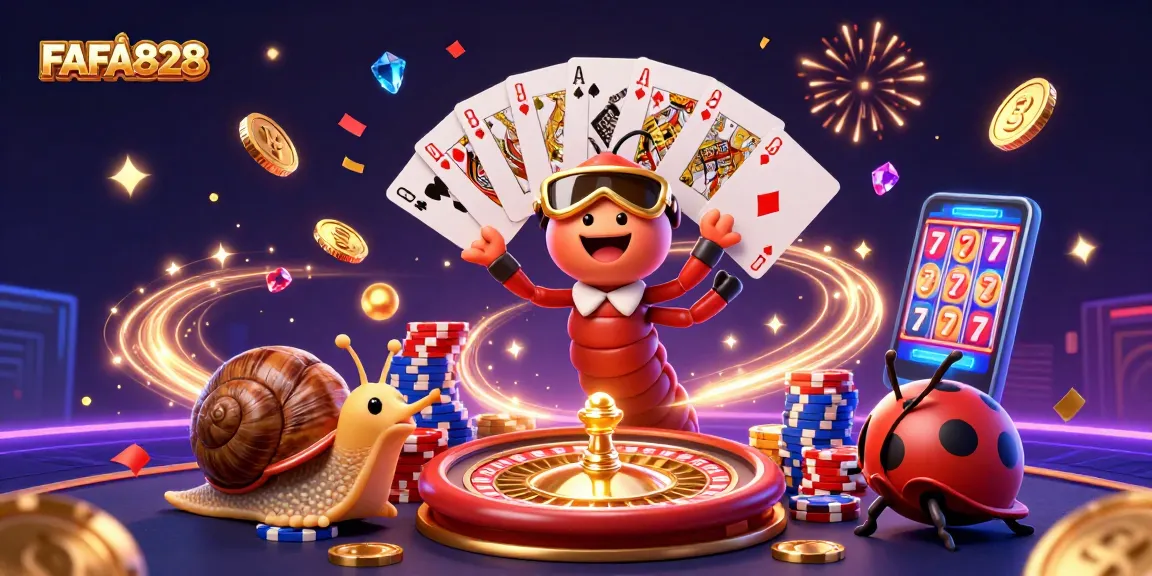 Experience thrilling gameplay with FAFA828, featuring a millipede dealer and a high-roller snail.